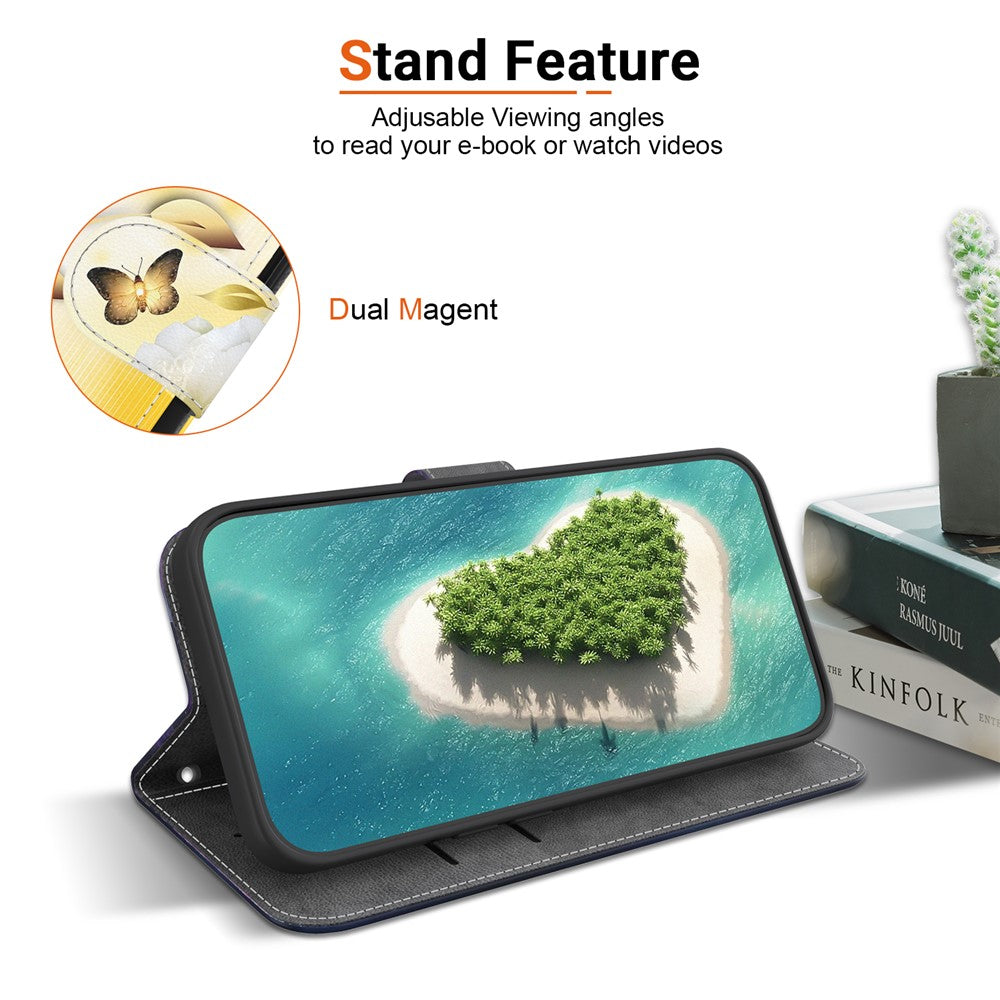 For-Samsung-Galaxy-S26-/-S26-Pro-Wallet-Phone-Case-Anti-Drop-Pattern-Printing-Leather-Flip-Cover-with-Strap-Gold-Butterfly-Flower