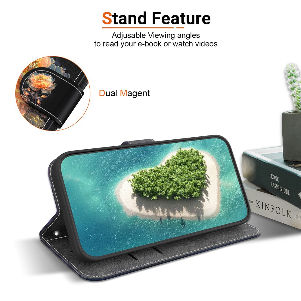 For-Samsung-Galaxy-S26-/-S26-Pro-Wallet-Phone-Case-Anti-Drop-Pattern-Printing-Leather-Flip-Cover-with-Strap-Gold-Peony