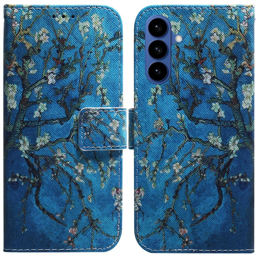 For-Samsung-Galaxy-S26-/-S26-Pro-Wallet-Case-Pattern-Print-Leather-Phone-Cover-Apricot-Flowers