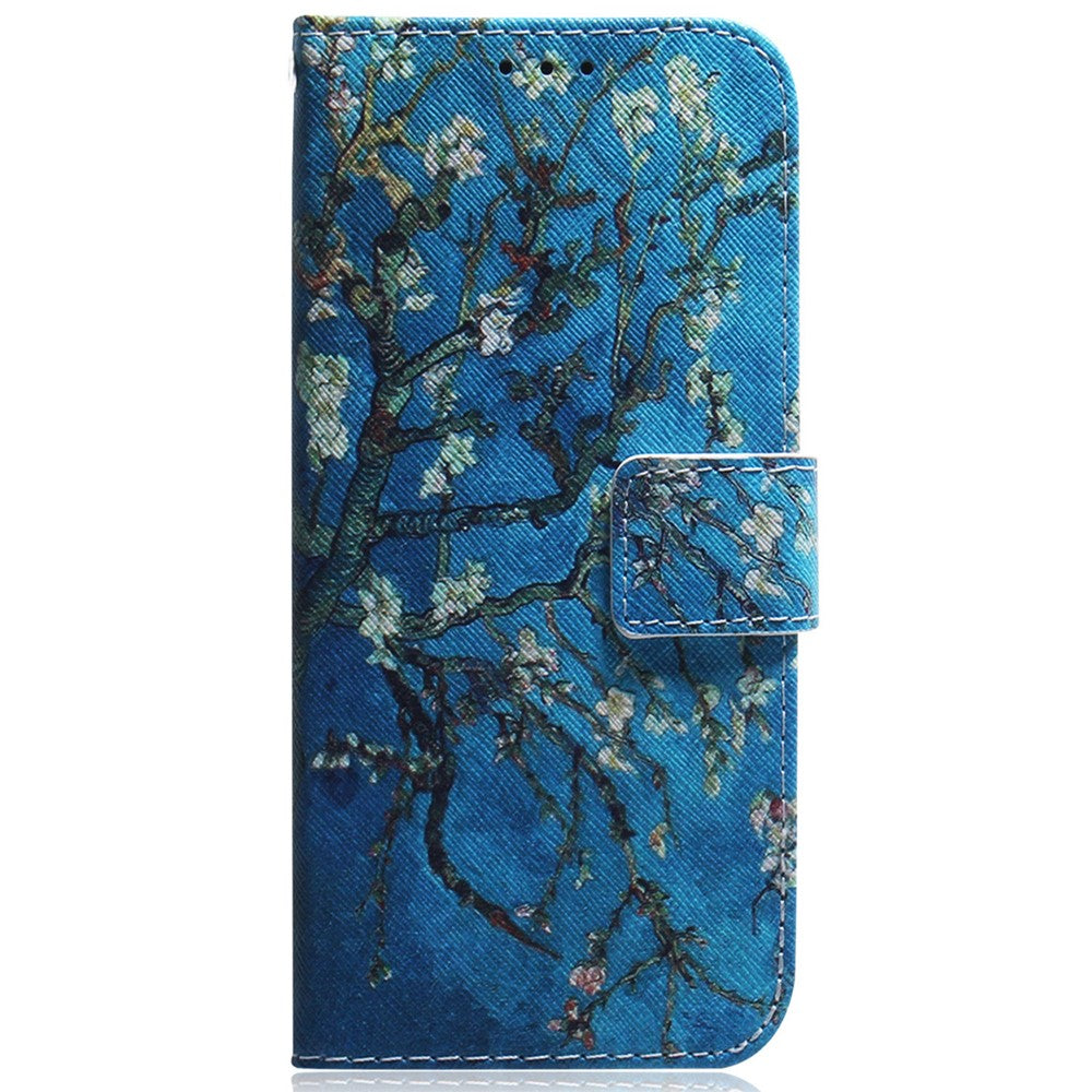 For-Samsung-Galaxy-S26-/-S26-Pro-Wallet-Case-Pattern-Print-Leather-Phone-Cover-Apricot-Flowers