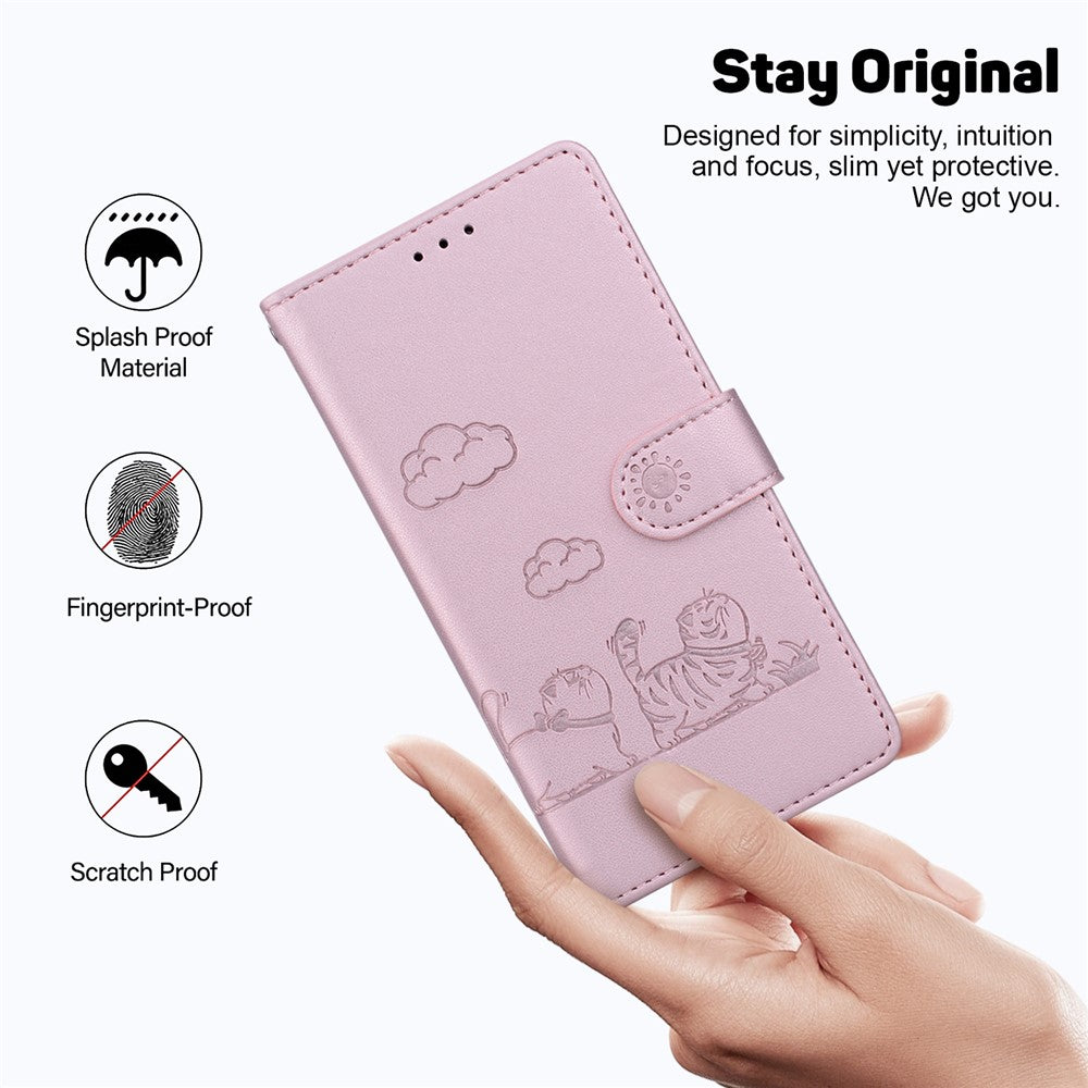 For-Samsung-Galaxy-S26-/-S26-Pro-Case-RFID-Blocking-Kitten-Pattern-TPU-+-PU-Leather-Phone-Cover-with-Wrist-Strap-Pink