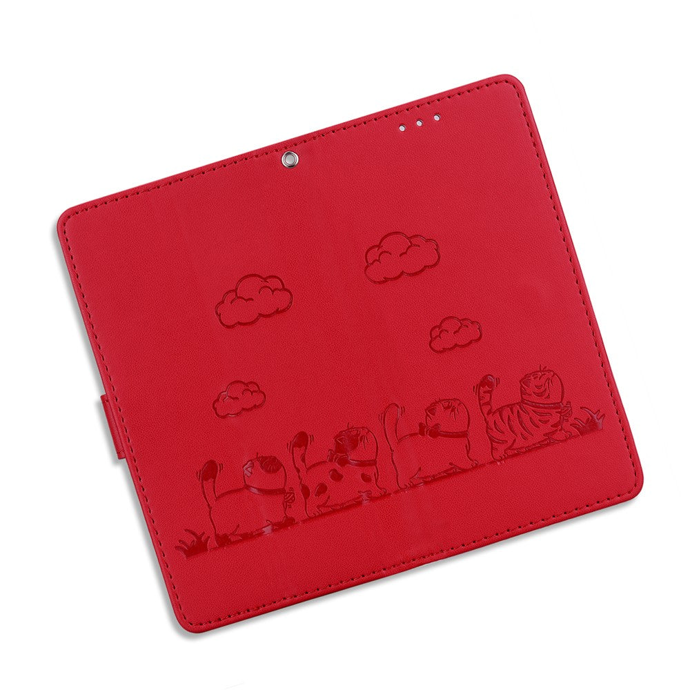 For-Samsung-Galaxy-S26-/-S26-Pro-Case-RFID-Blocking-Kitten-Pattern-TPU-+-PU-Leather-Phone-Cover-with-Wrist-Strap-Red