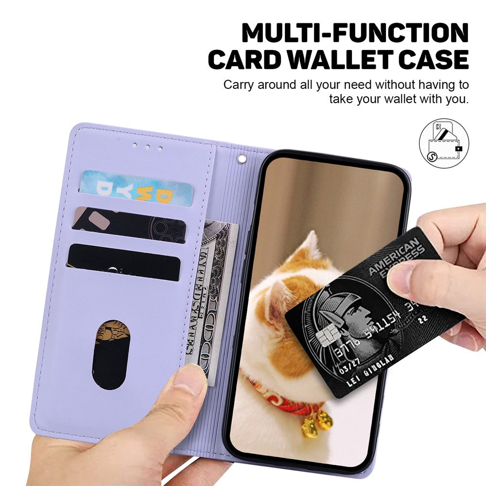 For-Samsung-Galaxy-S26-/-S26-Pro-Case-RFID-Blocking-Kitten-Pattern-TPU-+-PU-Leather-Phone-Cover-with-Wrist-Strap-Purple