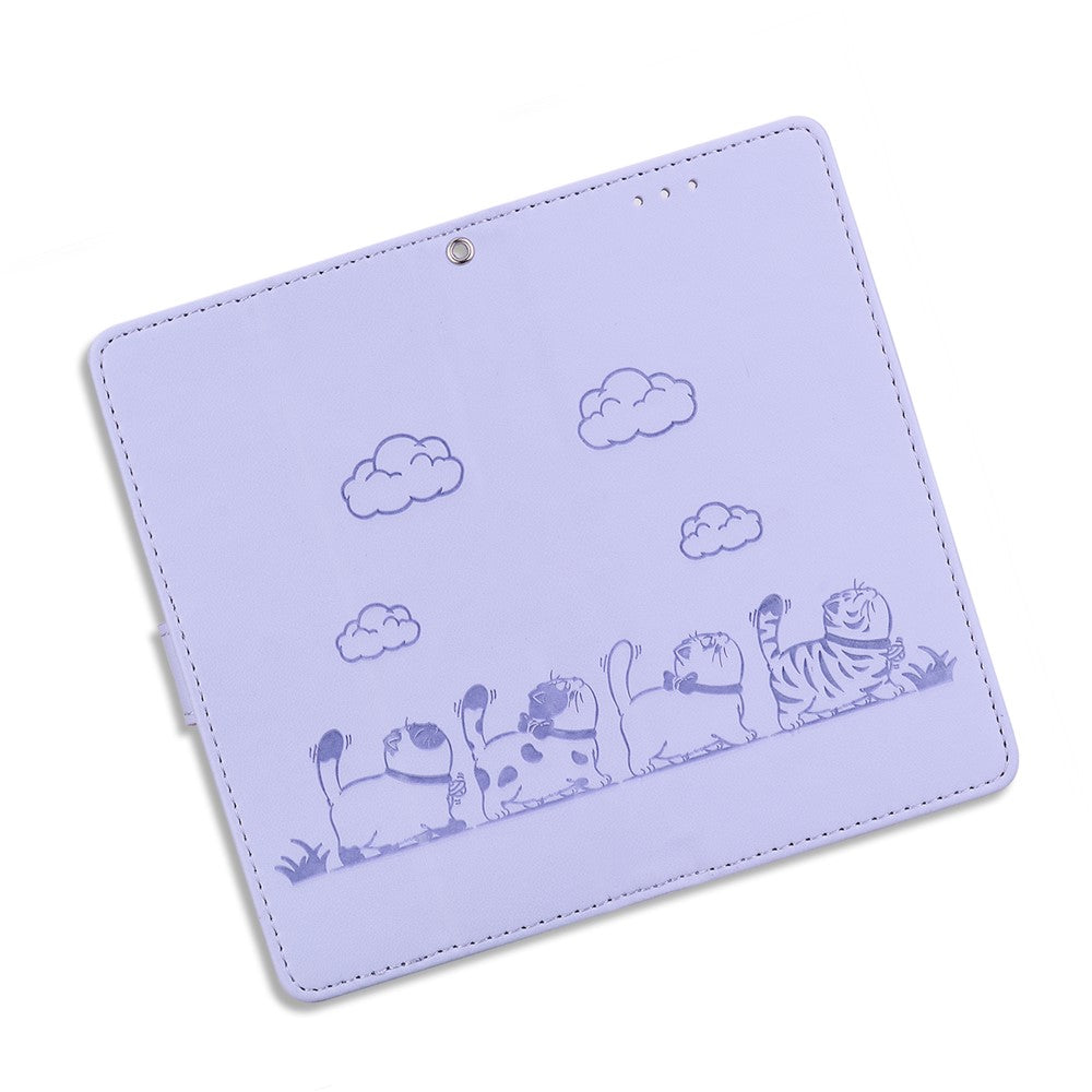 For-Samsung-Galaxy-S26-/-S26-Pro-Case-RFID-Blocking-Kitten-Pattern-TPU-+-PU-Leather-Phone-Cover-with-Wrist-Strap-Purple