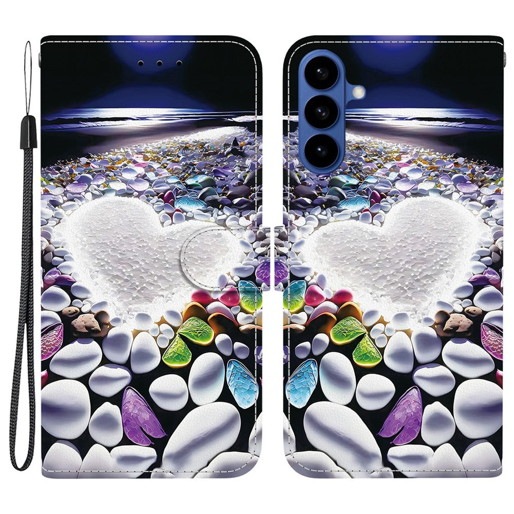 For-Samsung-Galaxy-S26-/-S26-Pro-Case-Pattern-Printing-Leather-Flip-Wallet-Phone-Cover-with-Lanyard-Heart-Shape