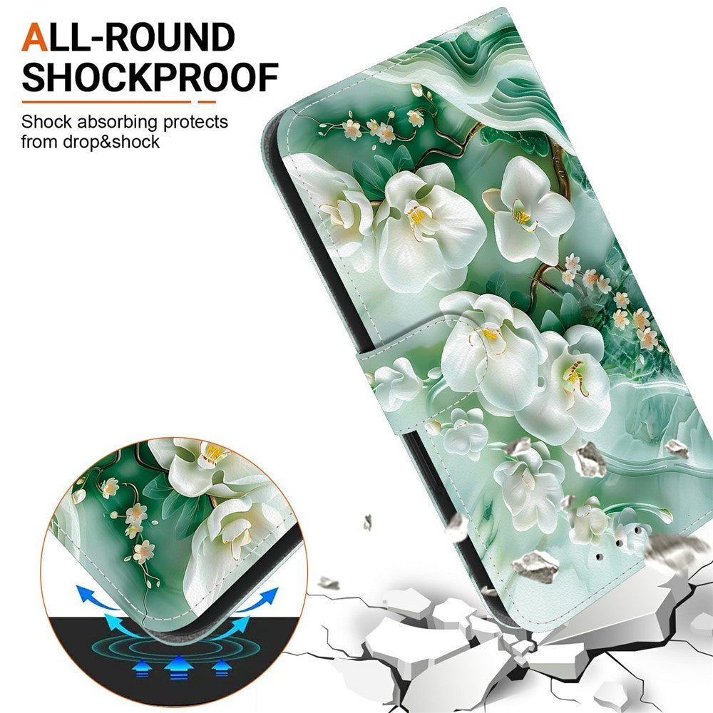 For-Samsung-Galaxy-S26-/-S26-Pro-Case-Pattern-Printing-Leather-Flip-Wallet-Phone-Cover-with-Lanyard-Jade-Flower