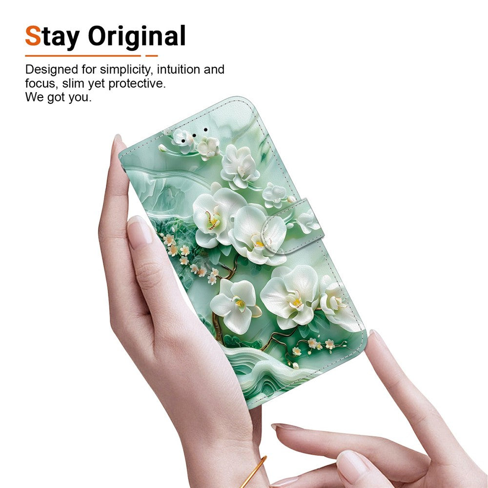 For-Samsung-Galaxy-S26-/-S26-Pro-Case-Pattern-Printing-Leather-Flip-Wallet-Phone-Cover-with-Lanyard-Jade-Flower