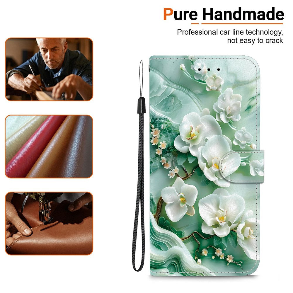 For-Samsung-Galaxy-S26-/-S26-Pro-Case-Pattern-Printing-Leather-Flip-Wallet-Phone-Cover-with-Lanyard-Jade-Flower