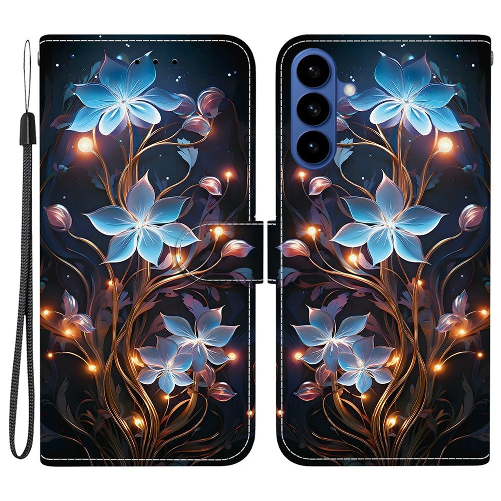 For-Samsung-Galaxy-S26-/-S26-Pro-Case-Pattern-Printing-Leather-Flip-Wallet-Phone-Cover-with-Lanyard-Small-Lantern-Flower