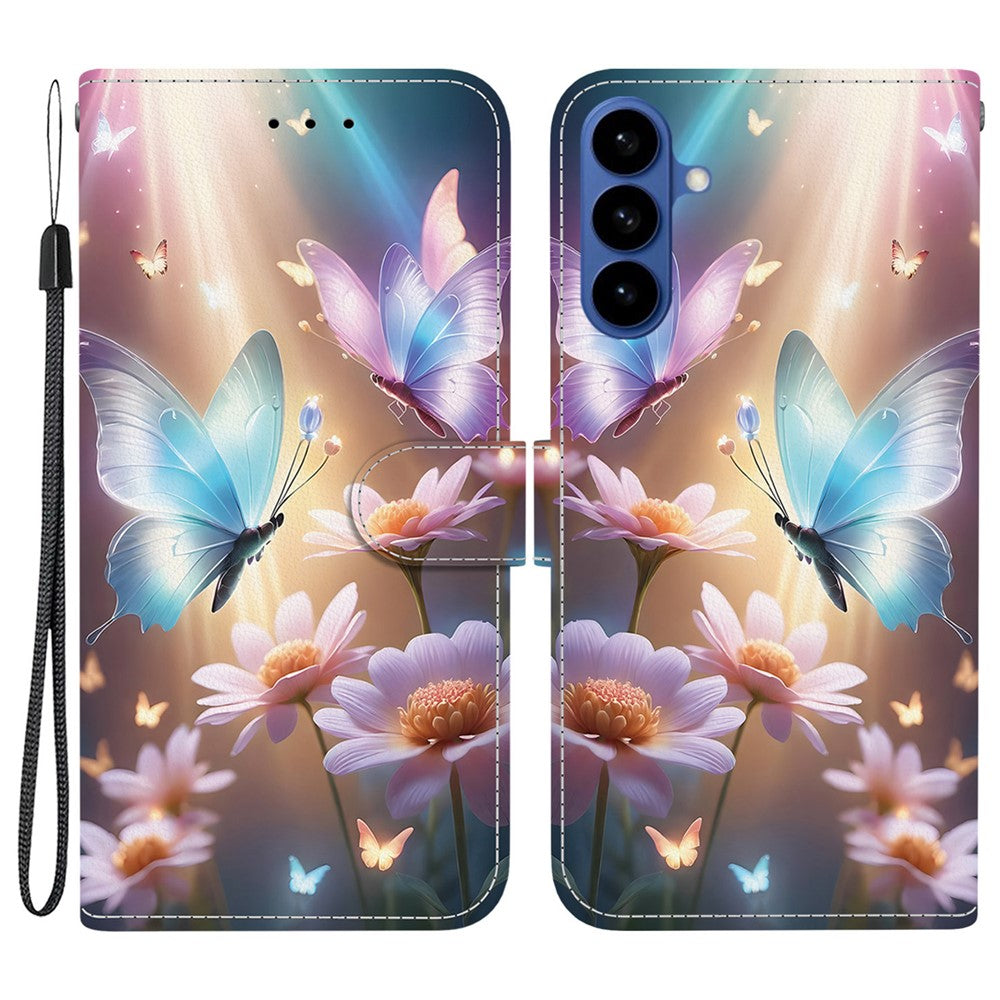 For-Samsung-Galaxy-S26-/-S26-Pro-Case-Pattern-Printing-Leather-Flip-Wallet-Phone-Cover-with-Lanyard-Butterfly-Floral