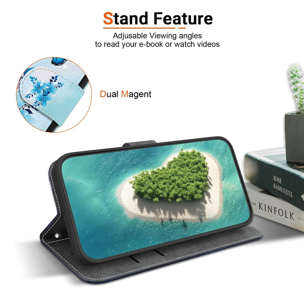 For-Samsung-Galaxy-S26-/-S26-Pro-Case-Pattern-Printing-Leather-Flip-Wallet-Phone-Cover-with-Lanyard-Blue-Butterfly