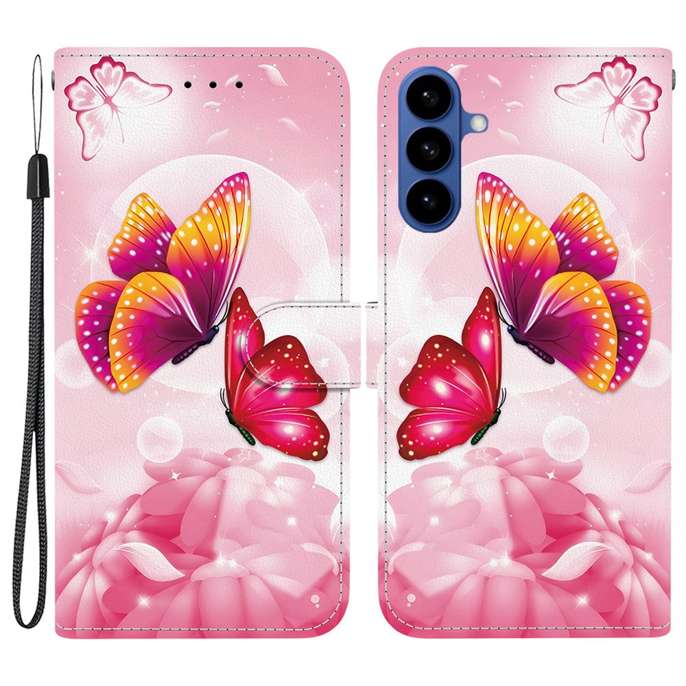 For-Samsung-Galaxy-S26-/-S26-Pro-Case-Pattern-Printing-Leather-Flip-Wallet-Phone-Cover-with-Lanyard-Pink-Butterfly