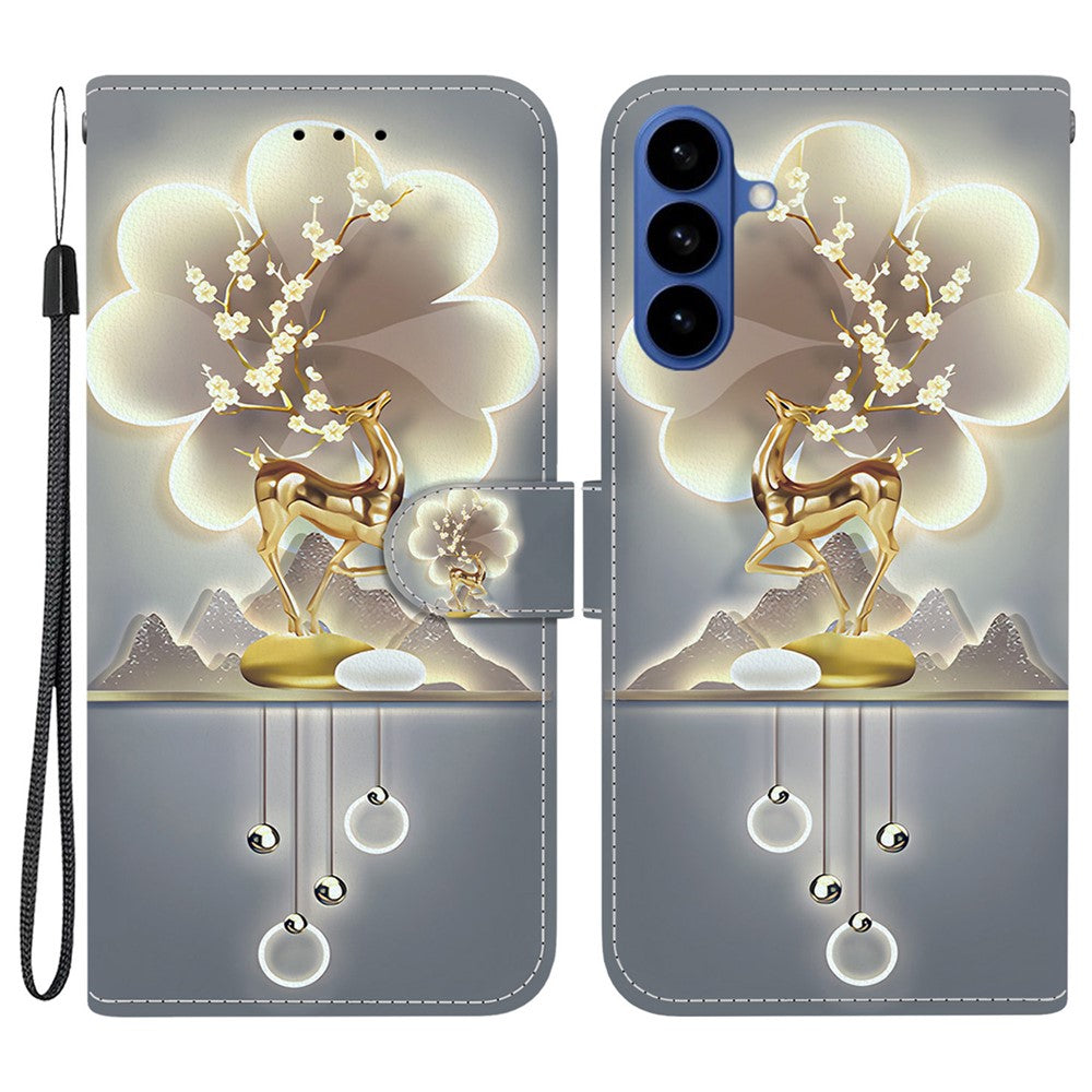 For-Samsung-Galaxy-S26-/-S26-Pro-Case-Pattern-Printing-Leather-Flip-Wallet-Phone-Cover-with-Lanyard-Sika-Deer
