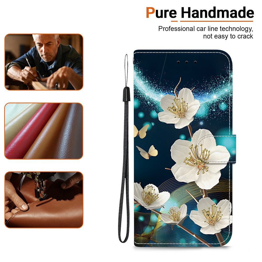 For-Samsung-Galaxy-S26-/-S26-Pro-Case-Pattern-Printing-Leather-Flip-Wallet-Phone-Cover-with-Lanyard-Magnolia