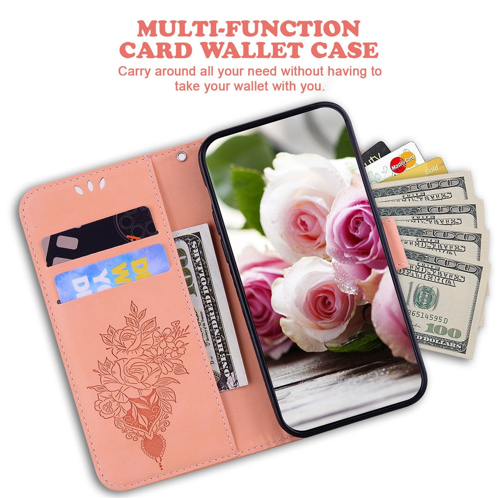 For-Samsung-Galaxy-S26-/-S26-Pro-Fusion-5G-Case-Butterfly-Flower-Imprint-PU-Leather-Wallet-Phone-Cover-with-Strap-Pink