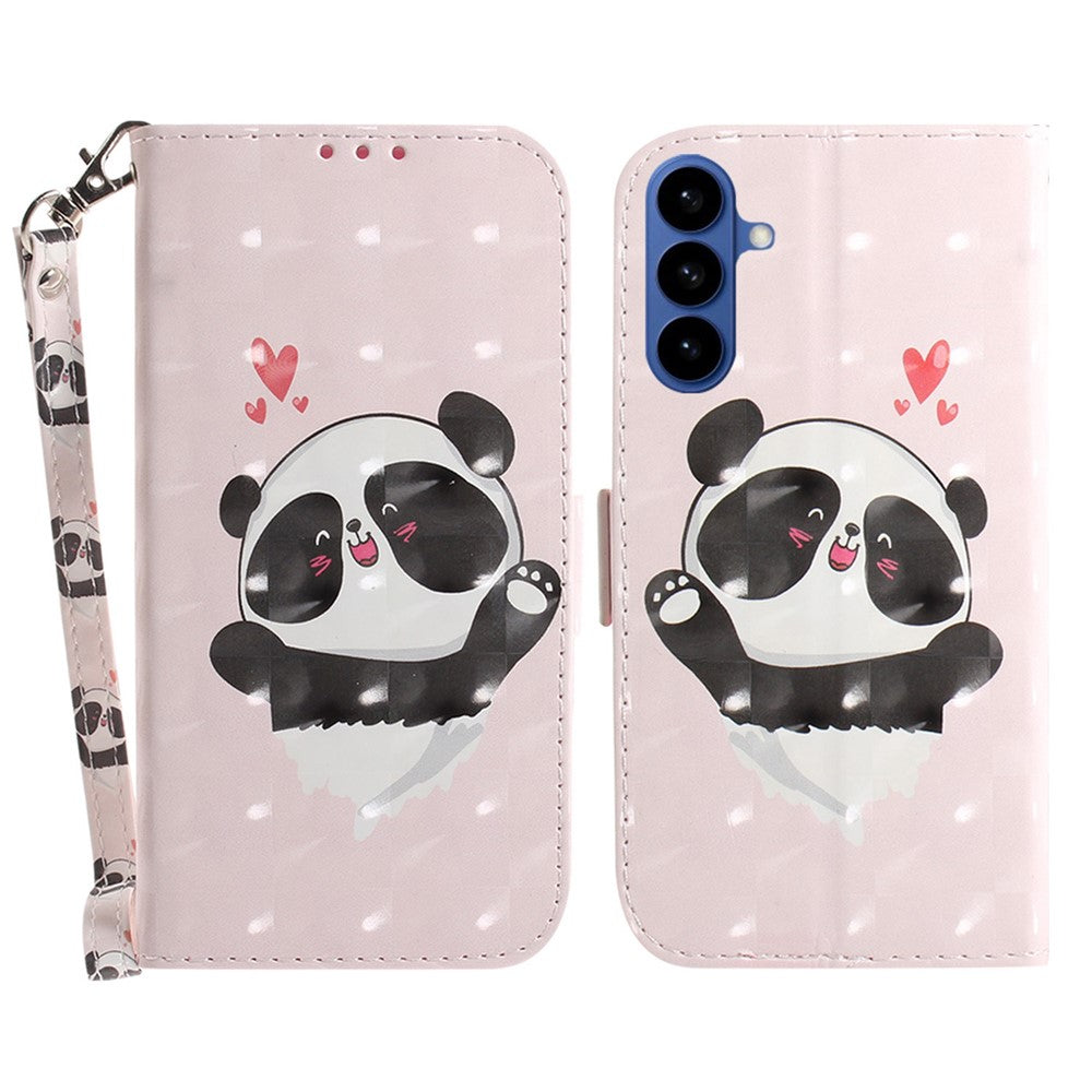 For-Samsung-Galaxy-S26-/-S26-Pro-Case-Pattern-Printing-Leather-Wallet-Phone-Cover-with-Wrist-Strap-Love-Heart-Panda