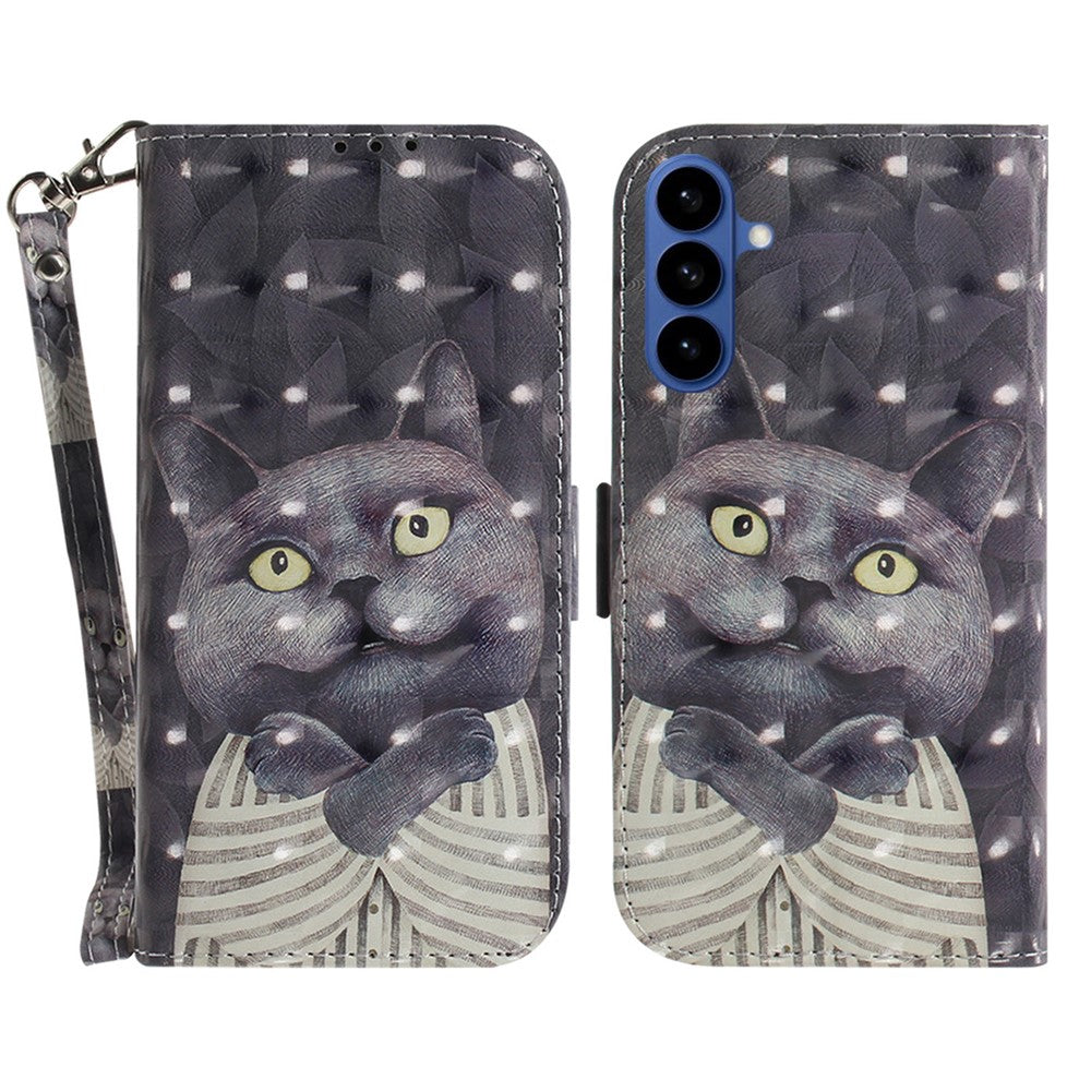 For-Samsung-Galaxy-S26-/-S26-Pro-Case-Pattern-Printing-Leather-Wallet-Phone-Cover-with-Wrist-Strap-Embracing-Cat