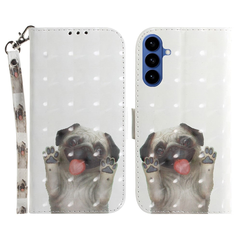 For-Samsung-Galaxy-S26-/-S26-Pro-Case-Pattern-Printing-Leather-Wallet-Phone-Cover-with-Wrist-Strap-Pug
