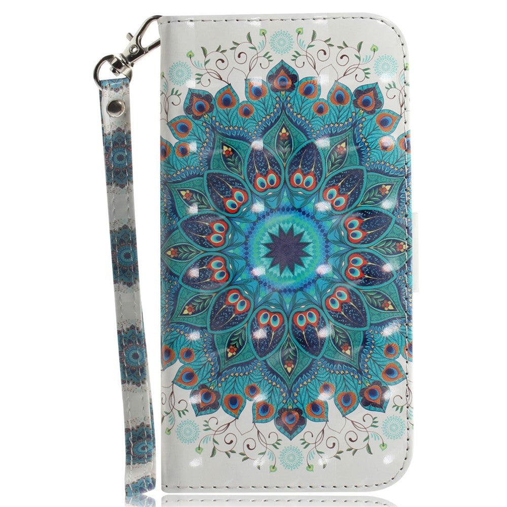 For-Samsung-Galaxy-S26-/-S26-Pro-Case-Pattern-Printing-Leather-Wallet-Phone-Cover-with-Wrist-Strap-Peacock-Wreath