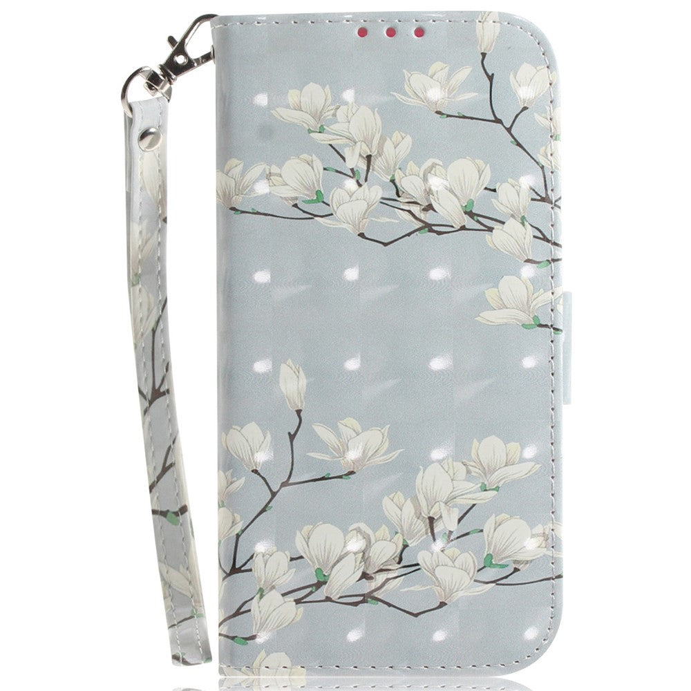 For-Samsung-Galaxy-S26-/-S26-Pro-Case-Pattern-Printing-Leather-Wallet-Phone-Cover-with-Wrist-Strap-Magnolia