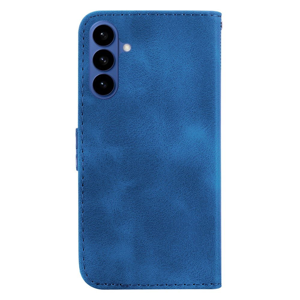 For-Samsung-Galaxy-S26-/-S26-Pro-Stand-Case-7-Shaped-Pattern-Imprint-Leather-Phone-Cover-with-Strap-Dark-Blue