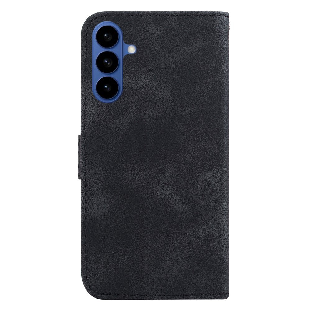 For-Samsung-Galaxy-S26-/-S26-Pro-Stand-Case-7-Shaped-Pattern-Imprint-Leather-Phone-Cover-with-Strap-Black