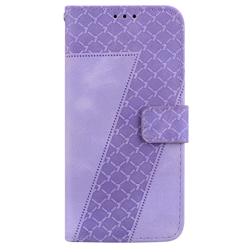 For-Samsung-Galaxy-S26-/-S26-Pro-Stand-Case-7-Shaped-Pattern-Imprint-Leather-Phone-Cover-with-Strap-Purple