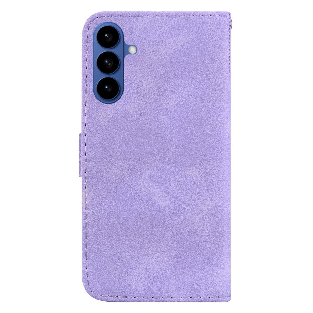 For-Samsung-Galaxy-S26-/-S26-Pro-Stand-Case-7-Shaped-Pattern-Imprint-Leather-Phone-Cover-with-Strap-Purple
