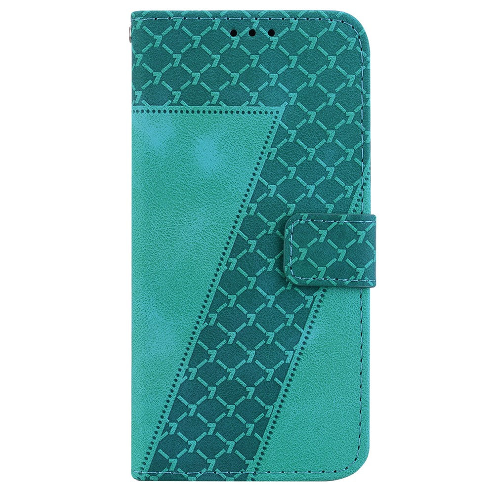 For-Samsung-Galaxy-S26-/-S26-Pro-Stand-Case-7-Shaped-Pattern-Imprint-Leather-Phone-Cover-with-Strap-Green