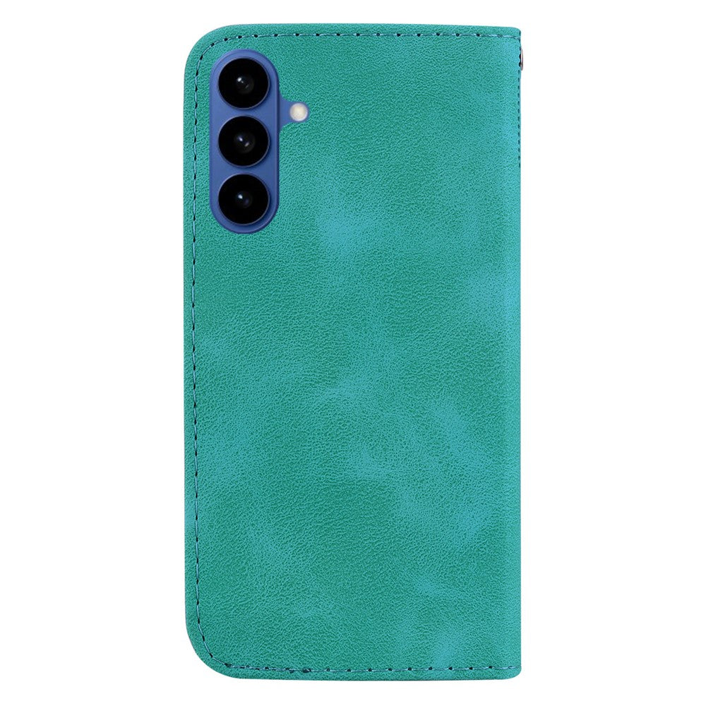 For-Samsung-Galaxy-S26-/-S26-Pro-Stand-Case-7-Shaped-Pattern-Imprint-Leather-Phone-Cover-with-Strap-Green