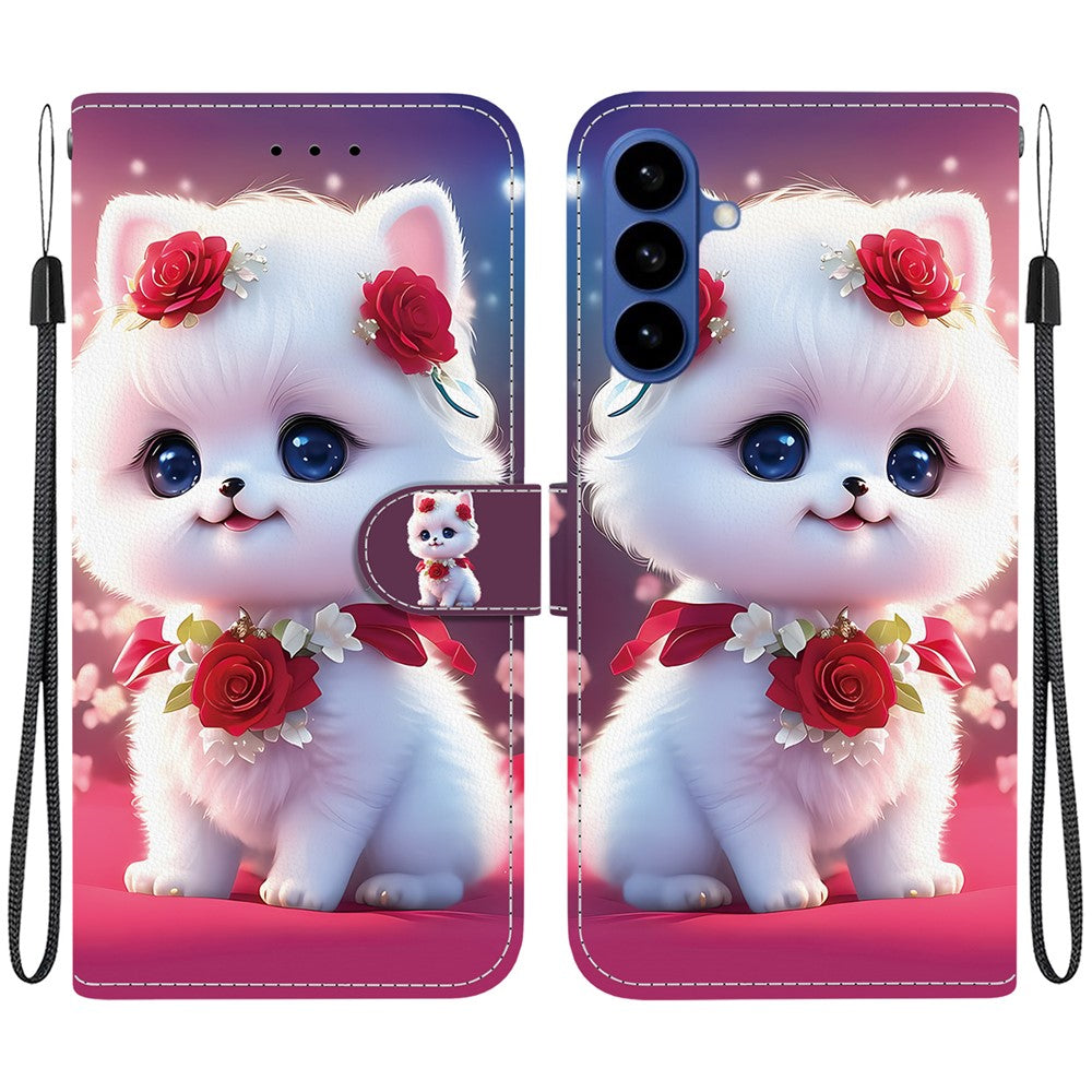 For-Samsung-Galaxy-S26-/-S26-Pro-Leather-Case-Stand-Wallet-Pattern-Printing-Phone-Cover-with-Wrist-Strap-Rose-Cat