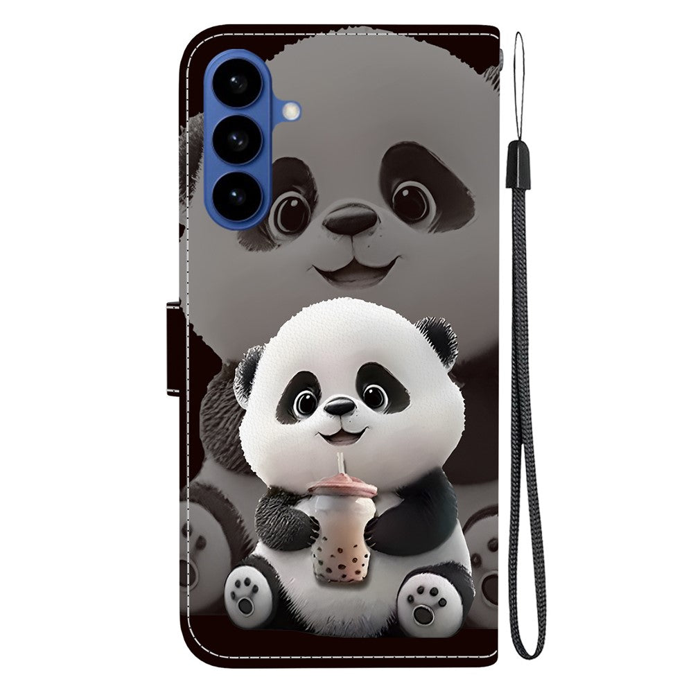 For-Samsung-Galaxy-S26-/-S26-Pro-Leather-Case-Stand-Wallet-Pattern-Printing-Phone-Cover-with-Wrist-Strap-Milk-Tea-Panda