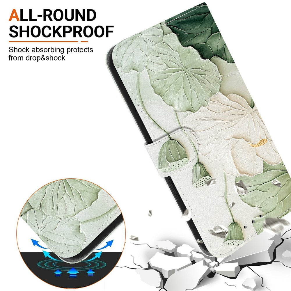 For-Samsung-Galaxy-S26-/-S26-Pro-Wallet-Case-Pattern-Printing-Leather-Stand-Phone-Cover-with-Strap-Lotus