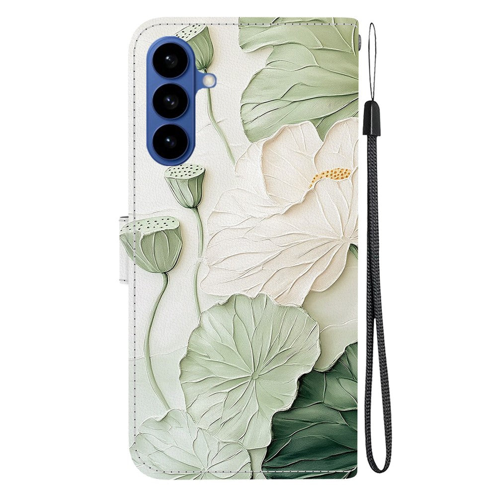 For-Samsung-Galaxy-S26-/-S26-Pro-Wallet-Case-Pattern-Printing-Leather-Stand-Phone-Cover-with-Strap-Lotus