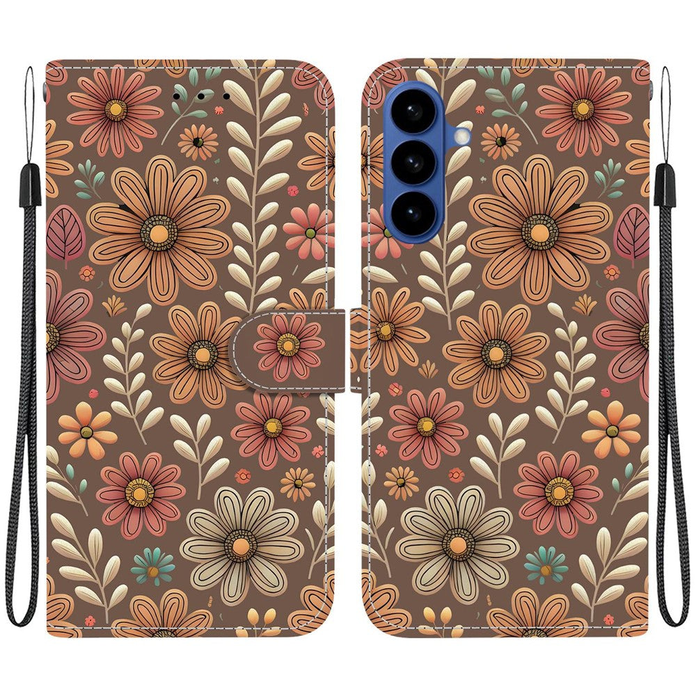 For-Samsung-Galaxy-S26-/-S26-Pro-Wallet-Case-Pattern-Printing-Leather-Stand-Phone-Cover-with-Strap-Blossom