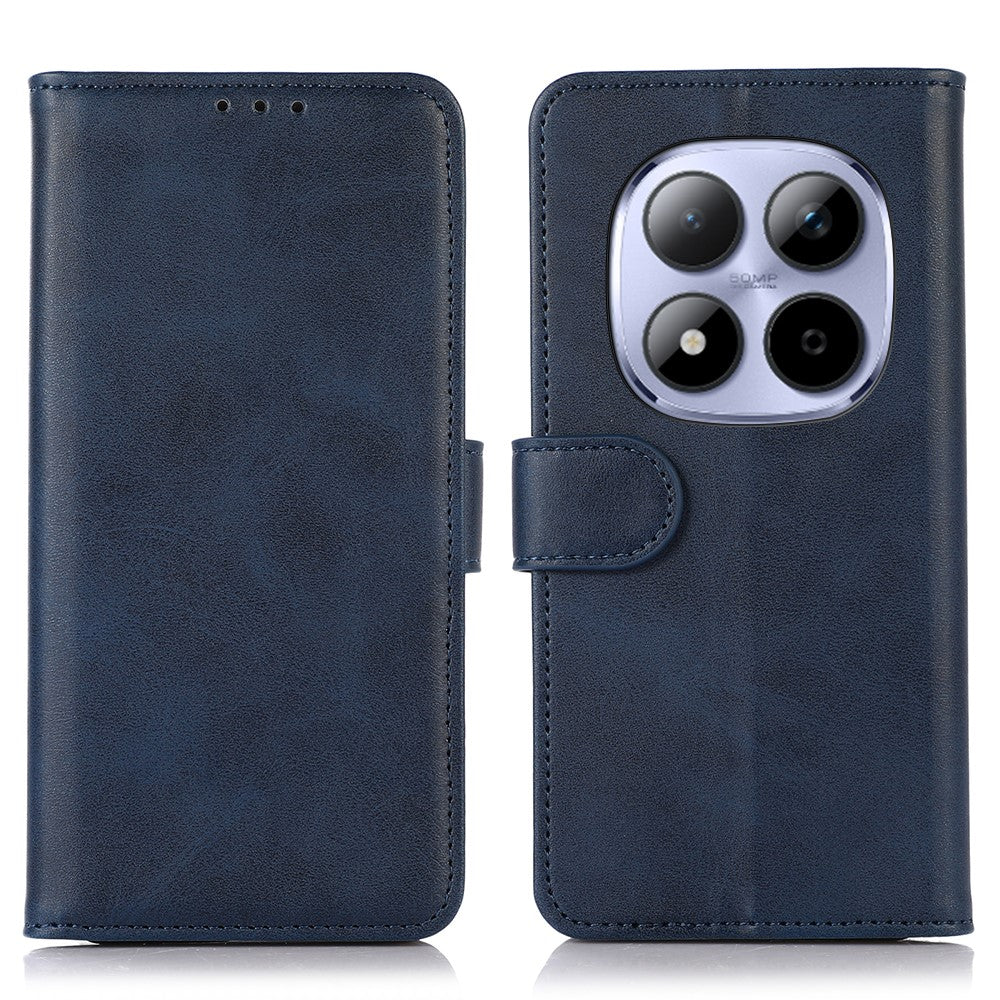 For Xiaomi Redmi Note 15 Pro 5G (Global) Mirror Window Leather Case Textured Protective Cover - Blue