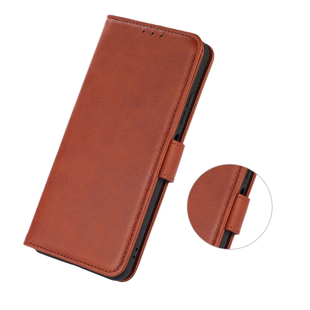 For Xiaomi Redmi Note 15 Pro 5G (Global) Mirror Window Leather Case Textured Protective Cover - Brown