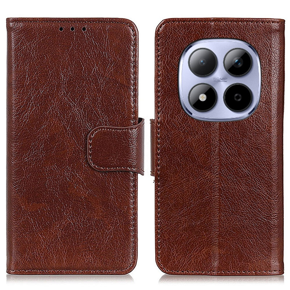 For Xiaomi Redmi Note 15 Pro 5G (Global) Case Nappa Texture Split Leather Wallet Phone Cover - Brown