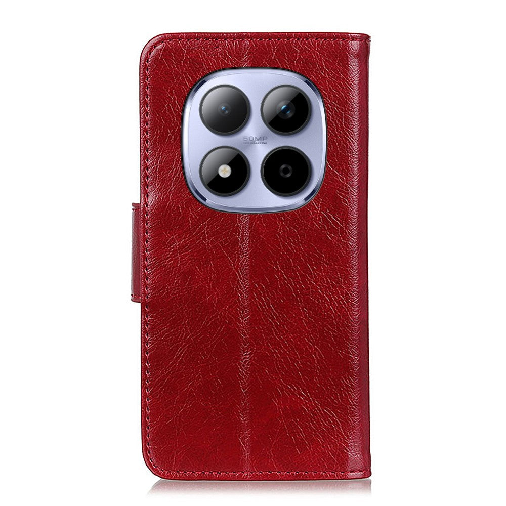 For Xiaomi Redmi Note 15 Pro 5G (Global) Case Nappa Texture Split Leather Wallet Phone Cover - Red