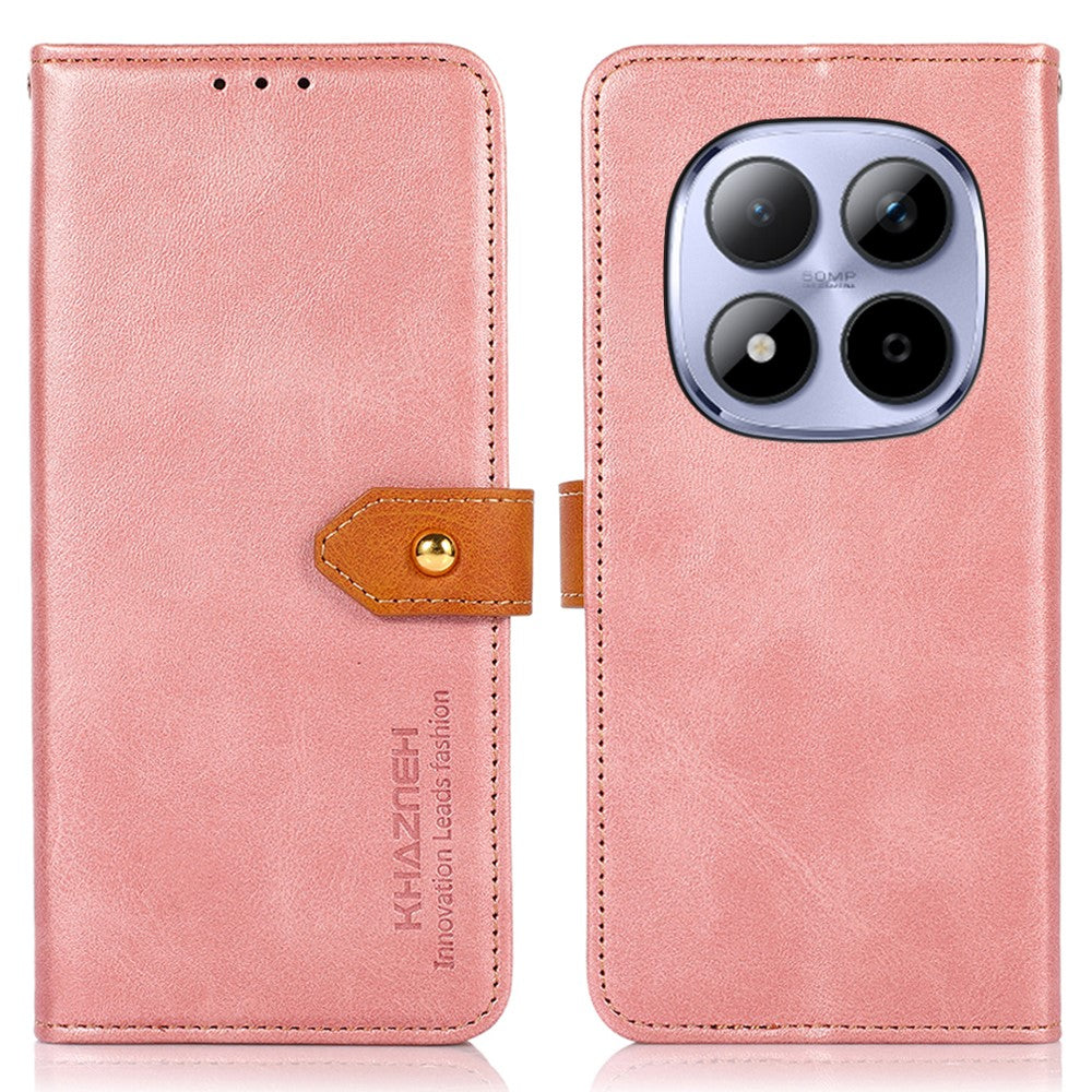 KHAZNEH For Xiaomi Redmi Note 15 Pro 5G (Global) Wallet Phone Case Stand Leather Flip Cover - Rose Gold