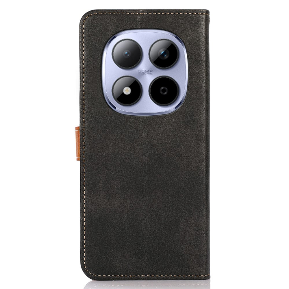 KHAZNEH For Xiaomi Redmi Note 15 Pro 5G (Global) Wallet Phone Case Stand Leather Flip Cover - Black