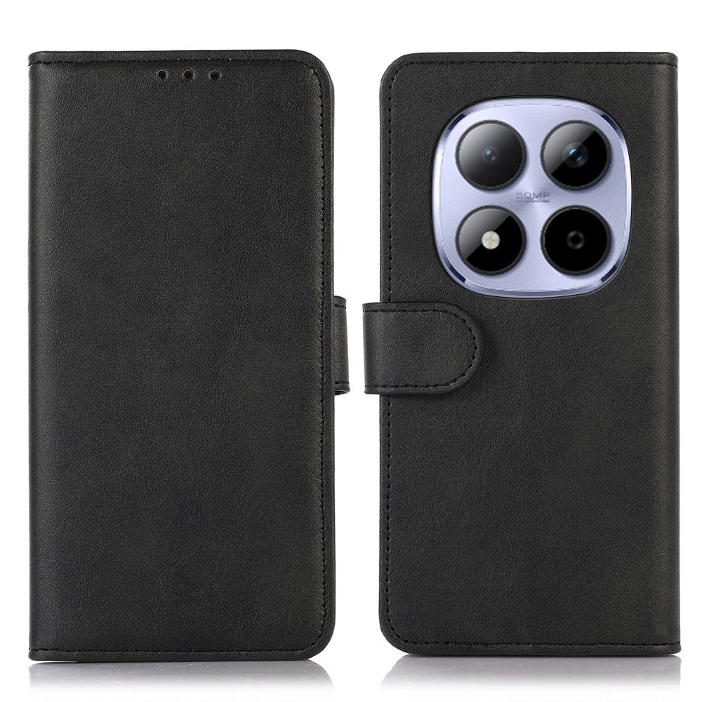 For Xiaomi Poco M8 Pro 5G / Redmi Note 15 Pro+ 5G (Global) Case Cowhide Texture Leather Wallet Phone Cover with Stand - Black