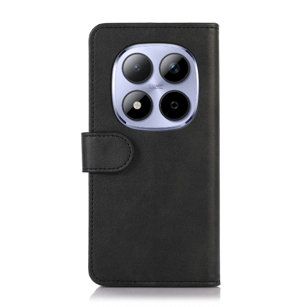 For Xiaomi Poco M8 Pro 5G / Redmi Note 15 Pro+ 5G (Global) Case Cowhide Texture Leather Wallet Phone Cover with Stand - Black