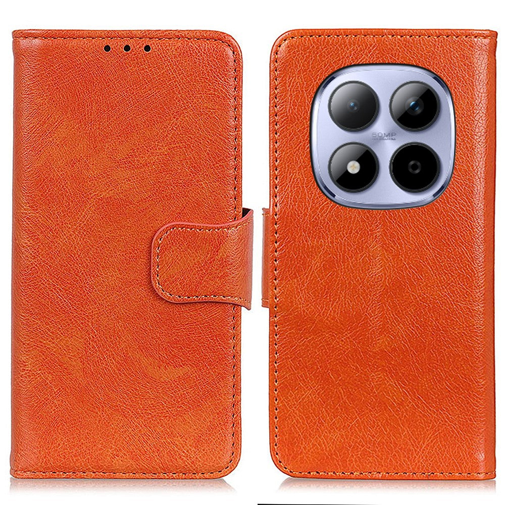 For Xiaomi Poco M8 Pro 5G / Redmi Note 15 Pro+ 5G (Global) Case Nappa Texture Split Leather Wallet Phone Cover - Orange