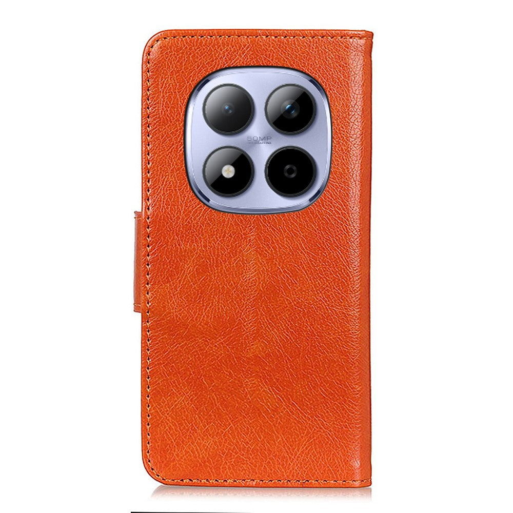 For Xiaomi Poco M8 Pro 5G / Redmi Note 15 Pro+ 5G (Global) Case Nappa Texture Split Leather Wallet Phone Cover - Orange