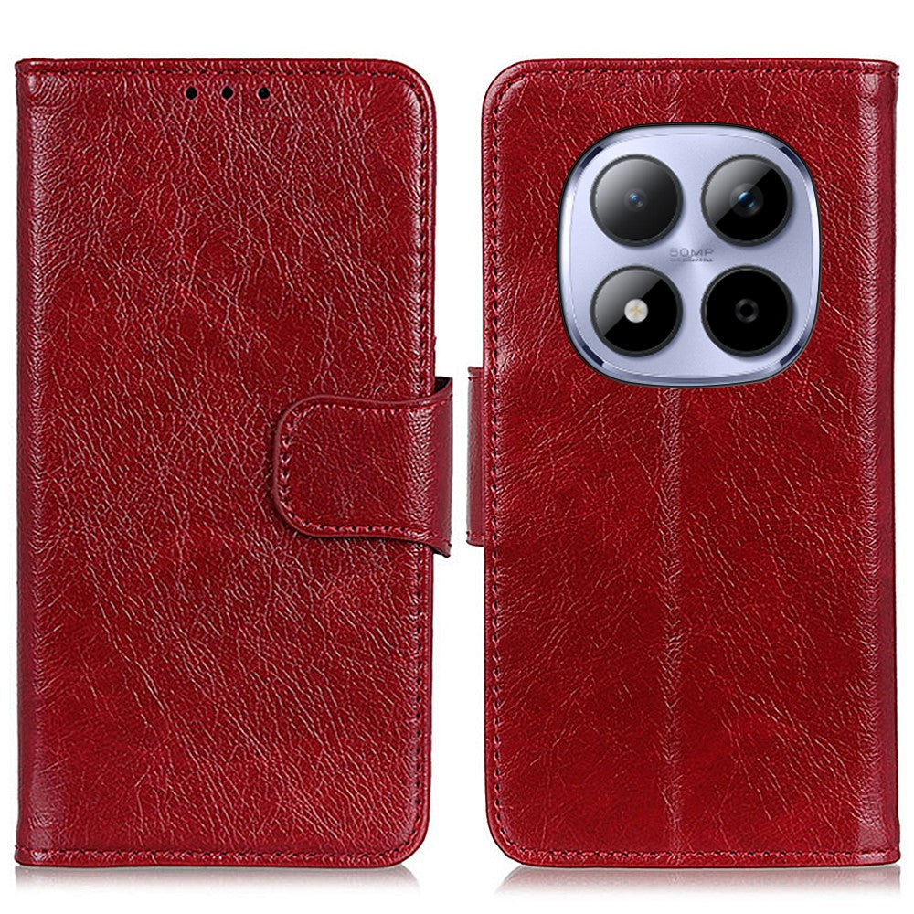 For Xiaomi Poco M8 Pro 5G / Redmi Note 15 Pro+ 5G (Global) Case Nappa Texture Split Leather Wallet Phone Cover - Red