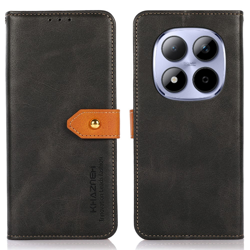 KHAZNEH For Xiaomi Poco M8 Pro 5G / Redmi Note 15 Pro+ 5G (Global) Wallet Phone Case Stand Leather Flip Cover - Black