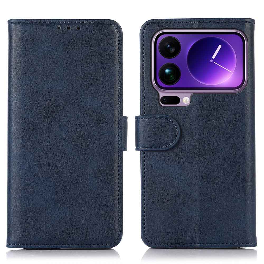 For Xiaomi 17 Pro Case Cowhide Texture Leather Wallet Phone Cover with Stand - Blue