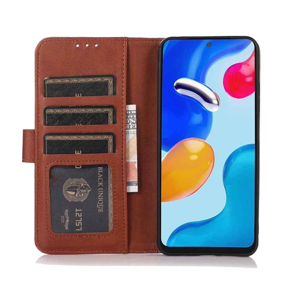 For Xiaomi 17 Pro Case Cowhide Texture Leather Wallet Phone Cover with Stand - Brown