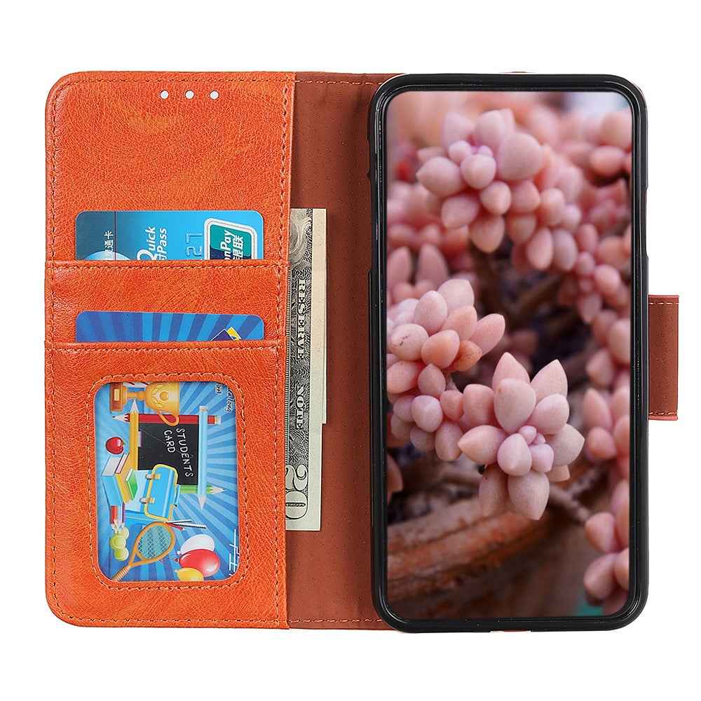 For Xiaomi 17 Pro Case Nappa Texture Split Leather Wallet Phone Cover - Orange